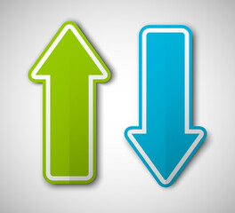 Aufkleber - Arrow banners set. Direct shape. 3d Abstract Background. Business infographic presentation diagram. Section compare service. Up and down trend. Paper index. Exact pointer