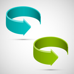 Aufkleber - Round arrow banners set. Direct circle shape. 3d Abstract arrow background. Business infographic presentation diagram. Section compare service trend. Paper arrows index. Exact pointer banner