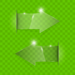 Aufkleber - Transparent arrow banners set. Direct glassy shape. Abstract arrows Background. Business infographic presentation diagram. Section compare service. down arrow trend. Paper index. Exact pointer
