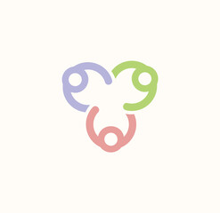 Aufkleber - Group of people holding hands vector logo, cooperation, collaboration and cooperation abstract symbol. Logotype of people united together, logo for business and startup