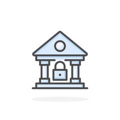 Poster - Bank closed icon in filled outline style.