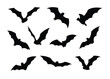 Bats flying silhouette. Hand drawn vector illustration. For web, Halloween or spooky events, fashion, graphic design