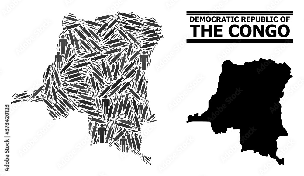 Inoculation mosaic and solid map of Democratic Republic of the Congo ...