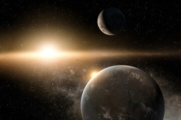 high quality deep space beauty, planets, stars and galaxies with the sun in the universe. elements o