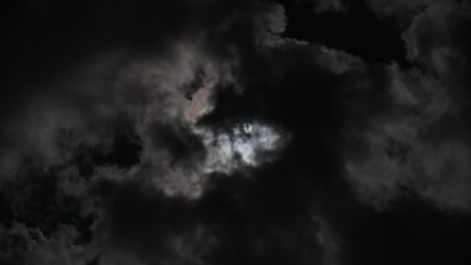 Wall Mural - full moon moving between clouds, 4k