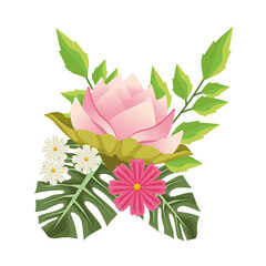 Sticker - floral background with decorative pink flowers scene