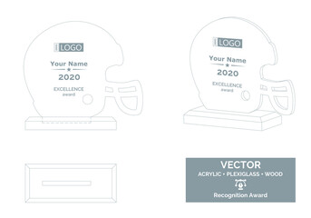 football player helmet trophy vector template, american football player trophy template, football ch