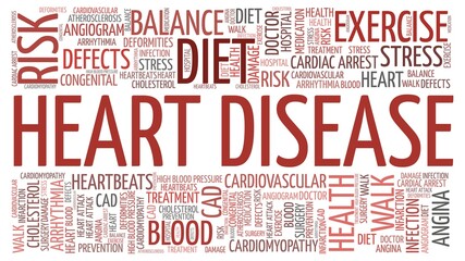 Wall Mural - Heart disease vector illustration word cloud isolated on a white background.