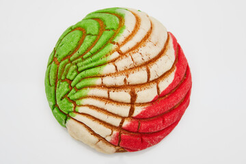 Delicious chocolate shell style bread with Mexican decoration, with sweet green, white and red color