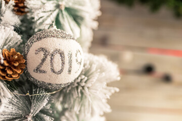 Close-up christmas tree decoration with Abstract color Bokeh bac