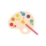 Fototapeta Dinusie - Isolated paint palette icon with a paintbrush - Vector illustration