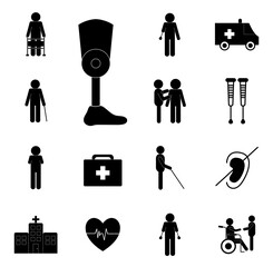 Wall Mural - Handicapped silhouette style set icons vector design