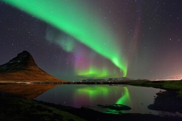 fantastic northern lights in iceland, aurora borealis