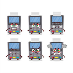 Sticker - Grey payment terminal cartoon character with various angry expressions