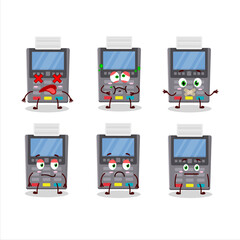 Sticker - Grey payment terminal cartoon character with nope expression