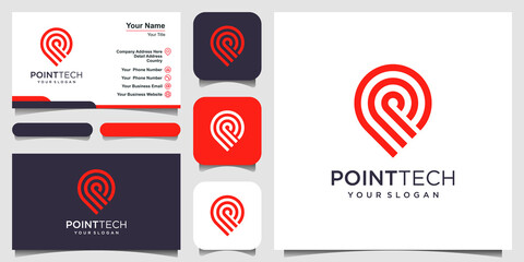 Wall Mural - Point Tech Logo Template Design. Creative Vector technology, electronics, digital, logotype, for Icon or Design Concept. and business card design