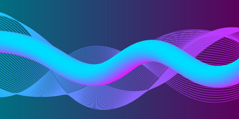 Poster - Abstract wave element for design. Digital frequency track equalizer. Stylized line art background. Vector illustration