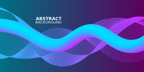 Poster - Abstract wave element for design. Digital frequency track equalizer. Stylized line art background. Vector illustration