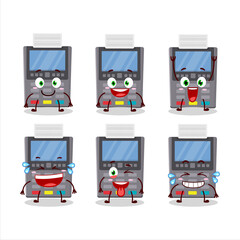 Canvas Print - Cartoon character of grey payment terminal with smile expression