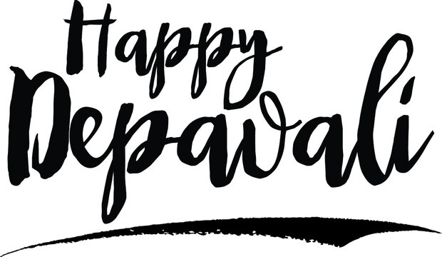 Happy Depavali Calligraphy Black Color Text On White Background