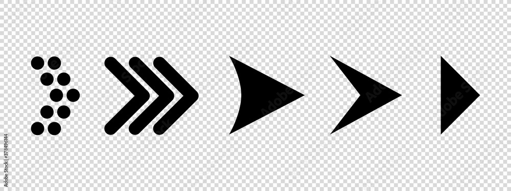 Arrow Set - Different Flat Black Vector Illustrations - Isolated On ...