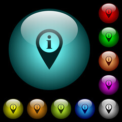 Sticker - GPS map location information icons in color illuminated glass buttons