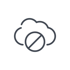 Poster - cloud service bad connection line icon. problem with cloud server vector outline sign.