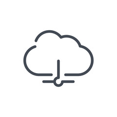 Wall Mural - Cloud service network connection line icon. Cloud hosting vector outline sign.