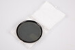 open box of a circular polarizer filter neutral density on a white background