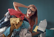 © StockPhotoPro - Frustrated housewife ironing clothes