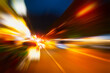 Fast accelerate the engine high speed blur night road motion effectr abstract for background.