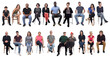 © curto - large group of mixed people siiting on chair on white