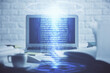 © peshkova - Multi exposure of desktop computer and technology theme hologram. Concept of software development.