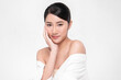 © kitthanes  - Beautiful young asian woman with clean fresh skin on white background, Face care, Facial treatment, Cosmetology, beauty and spa, Asian women portrait