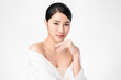 © kitthanes  - Beautiful young asian woman with clean fresh skin on white background, Face care, Facial treatment, Cosmetology, beauty and spa, Asian women portrait