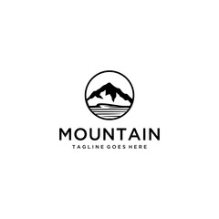 Wall Mural - Creative Illustration Simple Mountain vintage with lake/sea Logo Design Vector