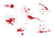 Vector set of red ink bloody volume splash, blots Grunge textured elements for design, background in the shape of blood