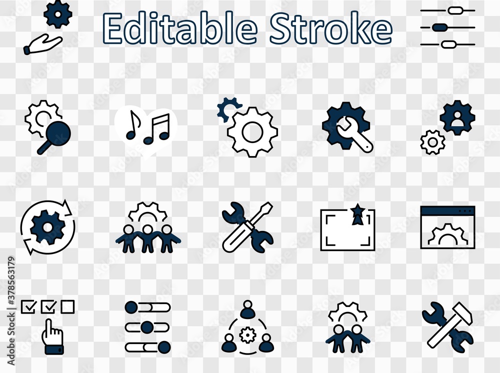 Set of Settings and Setup Vector Line Icons. Contains such Icons as ...