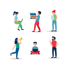 Wall Mural - different people doing various tasks. vector illustration in flat style