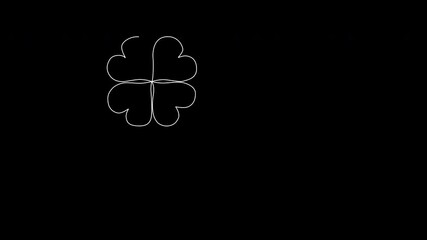 Wall Mural - Self drawing animation of four leaf clover plant. White background. Copy space. 