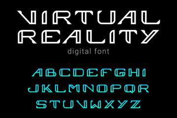 Poster - font vector design. hi-tech future technology game war combat title style.