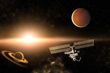 Wall Mural - Iss exploration mission in the solar system Elements of this image furnished by NASA