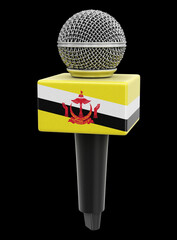 Poster - Microphone and Brunei flag. Image with clipping path