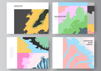 Poster - Vector layout of the presentation slides design templates, multipurpose template for presentation brochure, brochure cover. Japanese pattern template. Landscape background decoration in Asian style.