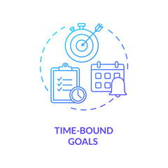 Time-bound goals concept icon. Communication helping advices. Smart goals planning. Realistic life targets choosing idea thin line illustration. Vector isolated outline RGB color drawing