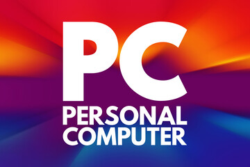Poster - PC - Personal Computer acronym, technology concept background