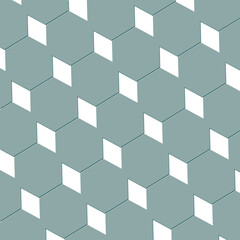 Poster - Diamond and hexagon abstract cubist art design wallpaper texture in pastel green and white