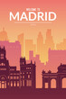 Madrid, Spain famous city scape view background.