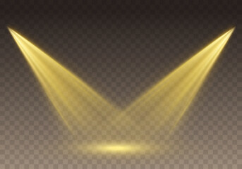 Wall Mural - projector beam effect. glowing stage light rays isolated on transparent background. vector bright ye