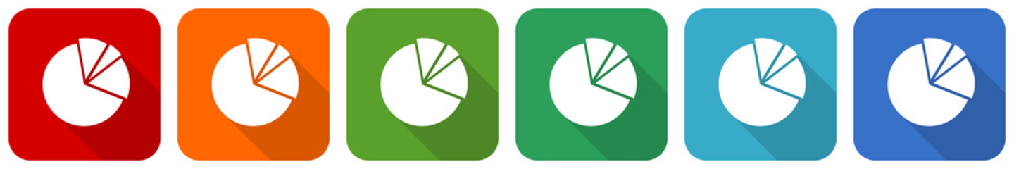 Poster - Diagram icon set, flat design vector illustration in 6 colors options for webdesign and mobile applications